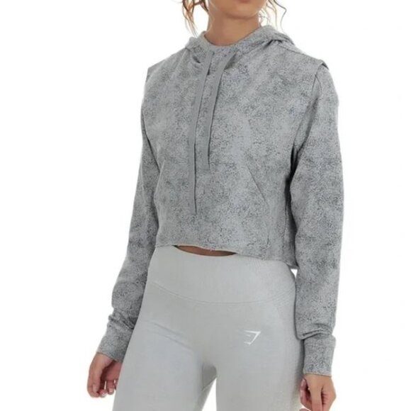 Gymshark Chalk Light Gray Crop Cutout Sweatshirt Hoodie Size M - Picture 13 of 13